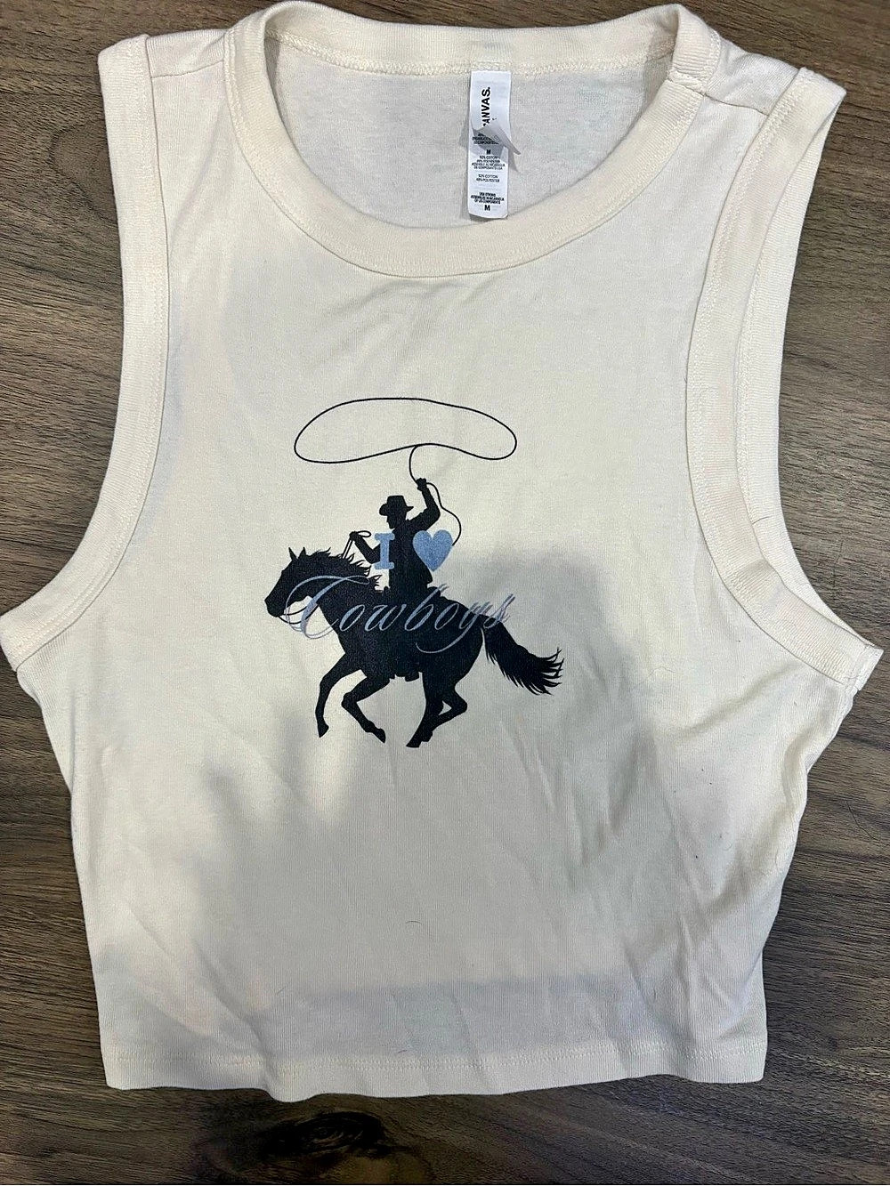 Bella + Canvas Graphic Tank Top Cream & Black Medium